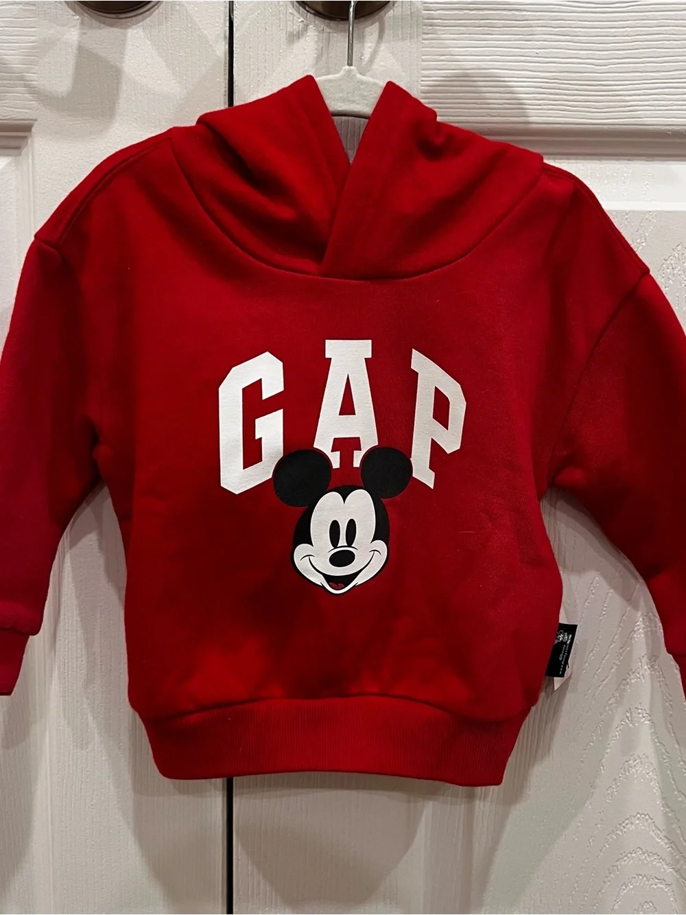 GAP x DISNEY Mickey Mouse Hooded Sweatshirt Red Baby Boy Size 12-18 Months